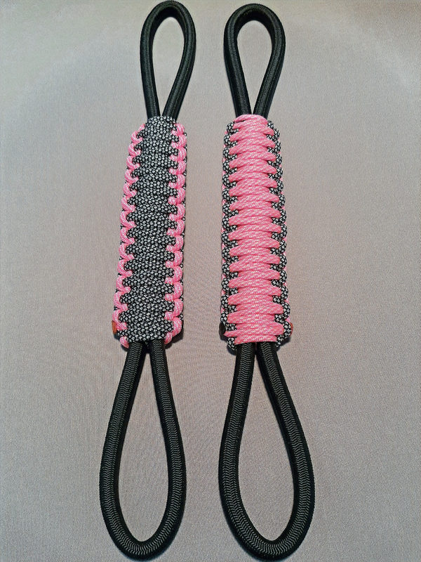 BlackSilverDiamond / Pink MugGripz handle on a mug.